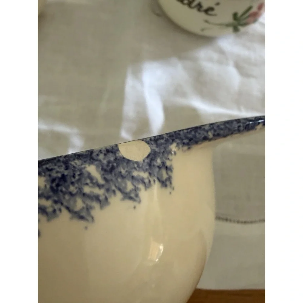 French Folk Art Breton Bowls And Cafe Any Lait Cup Handpainted And Signed Blue